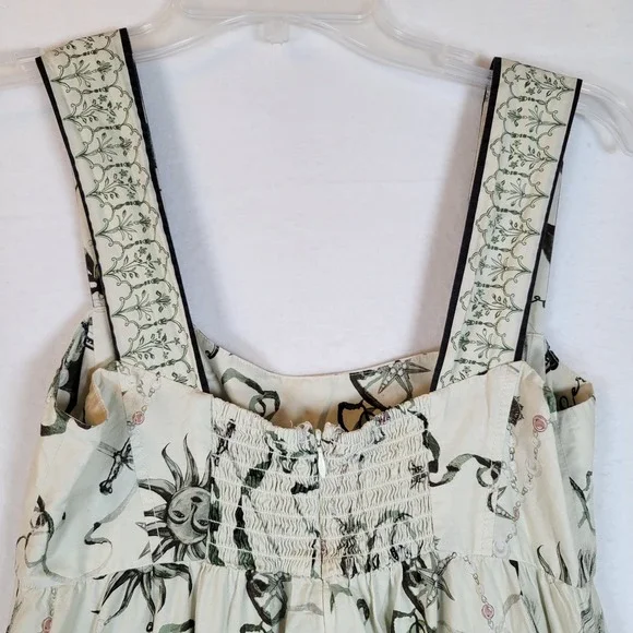 MARCHESA ROSA Womens Marilla Cotton Dress Size 4 Floral Maxi Sundress Beige - Picture 11 of 13